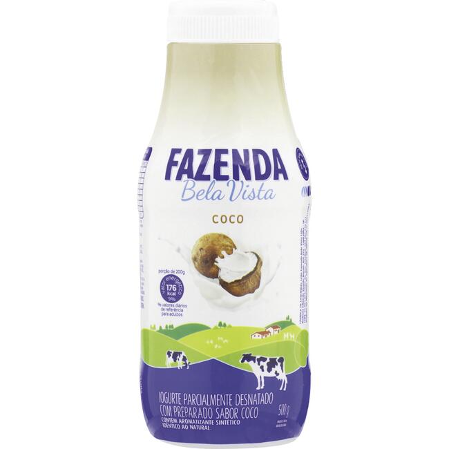 Iogurte Parcialmente Desnatado Coco Fazenda Bela Vista Garrafa 500g