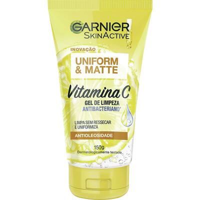 Gel de Limpeza Facial Antibacteriano Garnier Uniform & Matte Vitamina C
