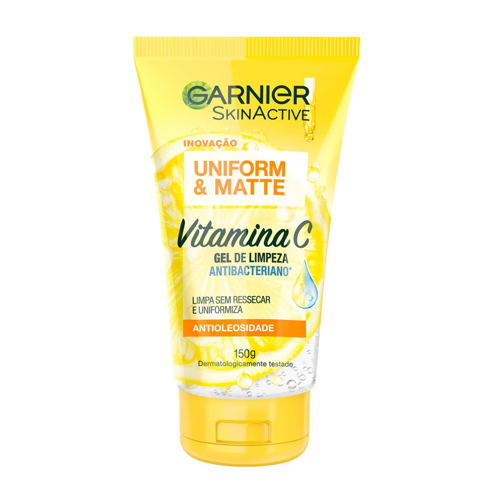 Gel de Limpeza Facial Antibacteriano Garnier Uniform & Matte Vitamina C