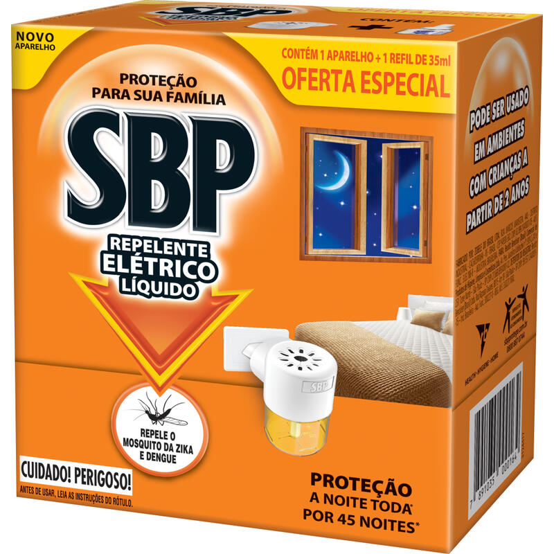 Inseticida SBP Refil 45 Noites Grátis Aparelho Kit