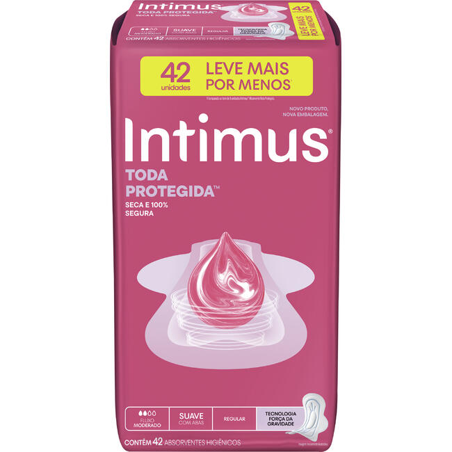 Absorvente com Abas Extra Suave Intimus Tripla Proteção Pacote 42 Unidades
