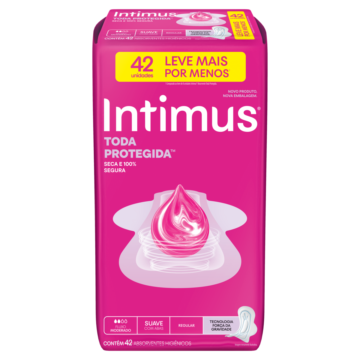Absorvente com Abas Extra Suave Intimus Tripla Proteção Pacote 42 Unidades