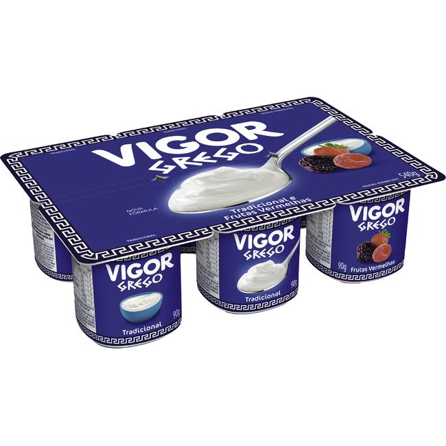 Iogurte Polpa Vigor Grego Frutas Vermelhas e Natural 540g