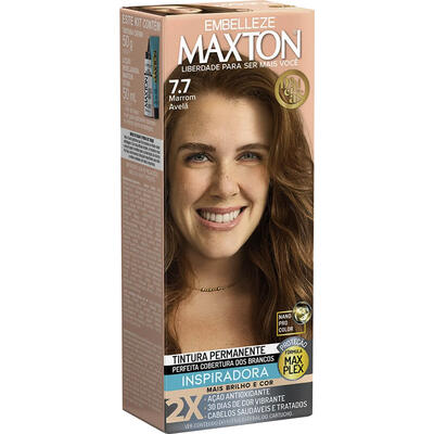 Tintura para Cabelo Maxton 7.7 Marrom Avelã 1 kit