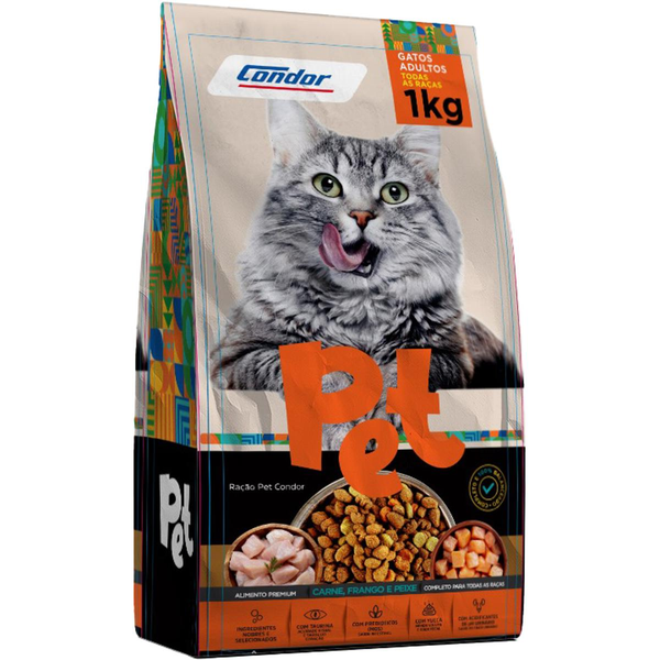 Ração para Gatos Condor Pet 1kg - Adultos - Carne