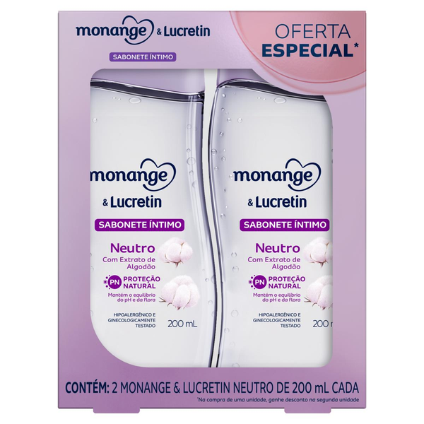 Conjunto Monange & Lucretin Com 2 Sabonetes Íntimos - 200ml  cada - Preço Especial