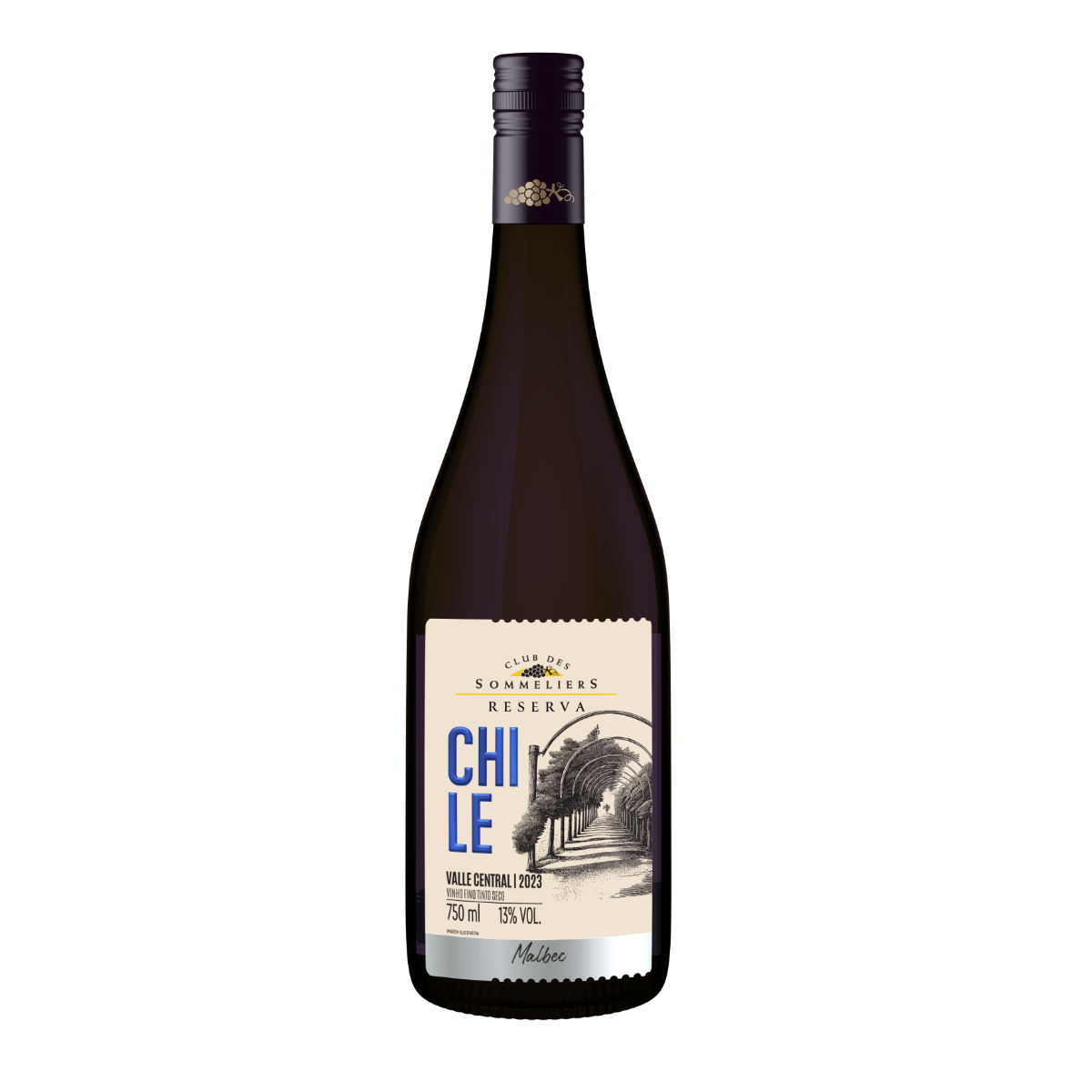 Vinho Tinto Chileno Clube Des Sommeliers Reserva Malbec 750ml