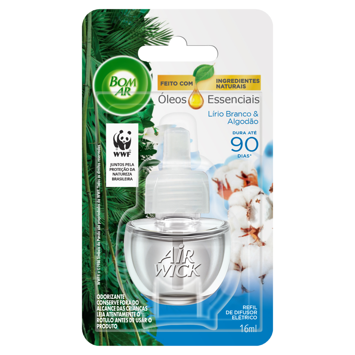 Difusor Elétrico Bom Ar Lirio Branco e Algodão Refil 16ml