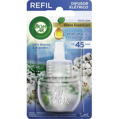 Difusor Elétrico Bom Ar Lirio Branco e Algodão Refil 16ml