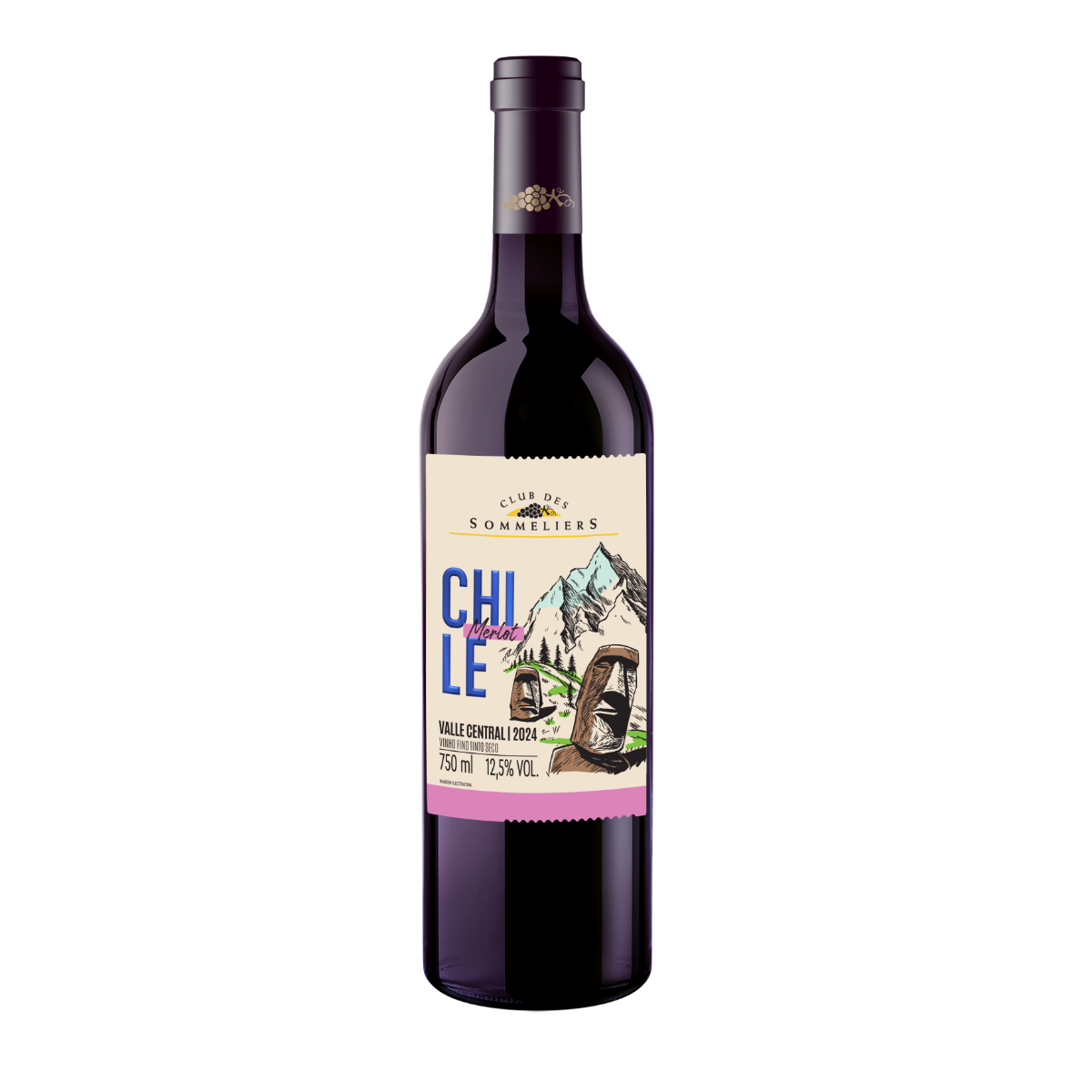 Vinho Tinto Chileno Clube Des Sommeliers Merlot 750ml