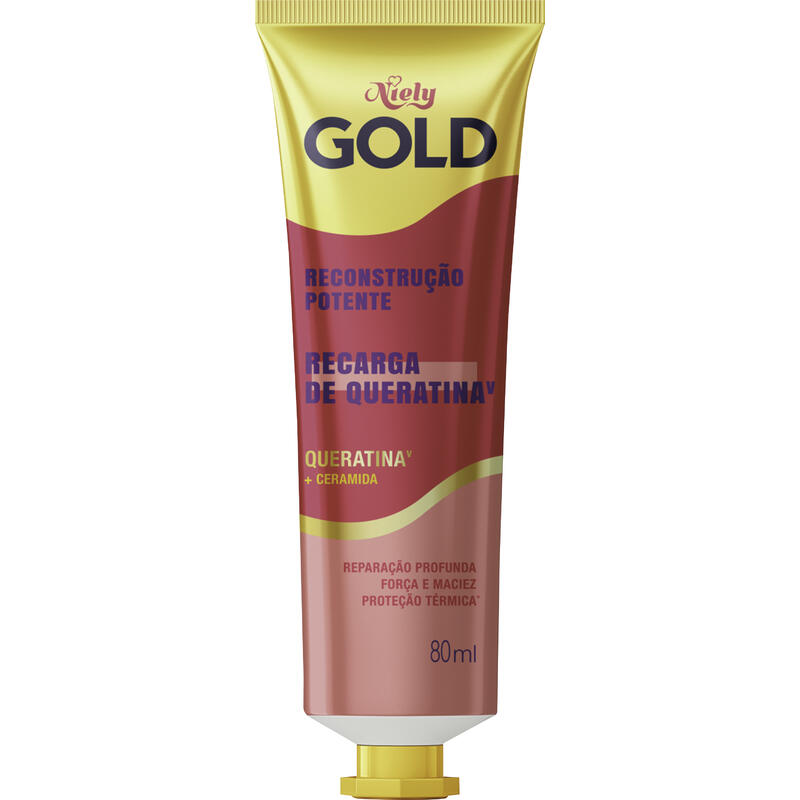 Recarga de Queratina Niely Gold Reconstrução Potente Bisnaga 80ml