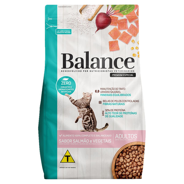Ração para Gatos Balance 900g - Adulto - Salmão e Vegetais