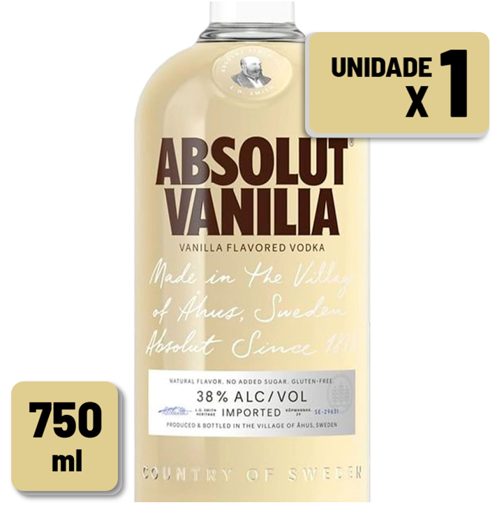 Vodka Absolut Vanilla Garrafa Vidro 750ml