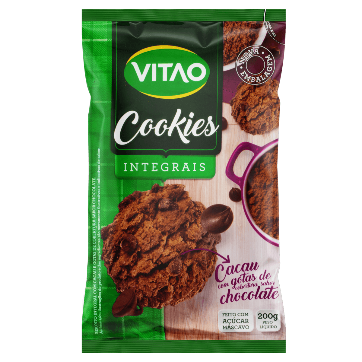 Cookies Integrais Vitao Cacau  com gotas de chocolate 200g
