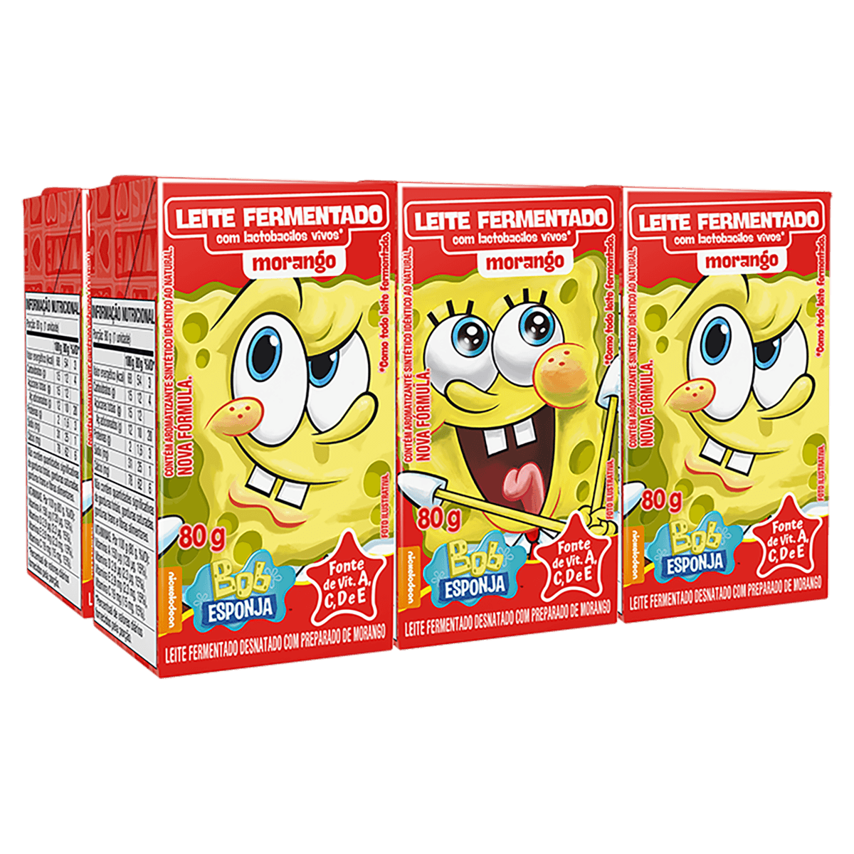 Leite Fermentado Elegê Bob Esponja Morango 480g