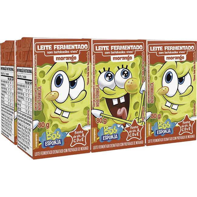 Leite Fermentado Elegê Bob Esponja Morango 480g