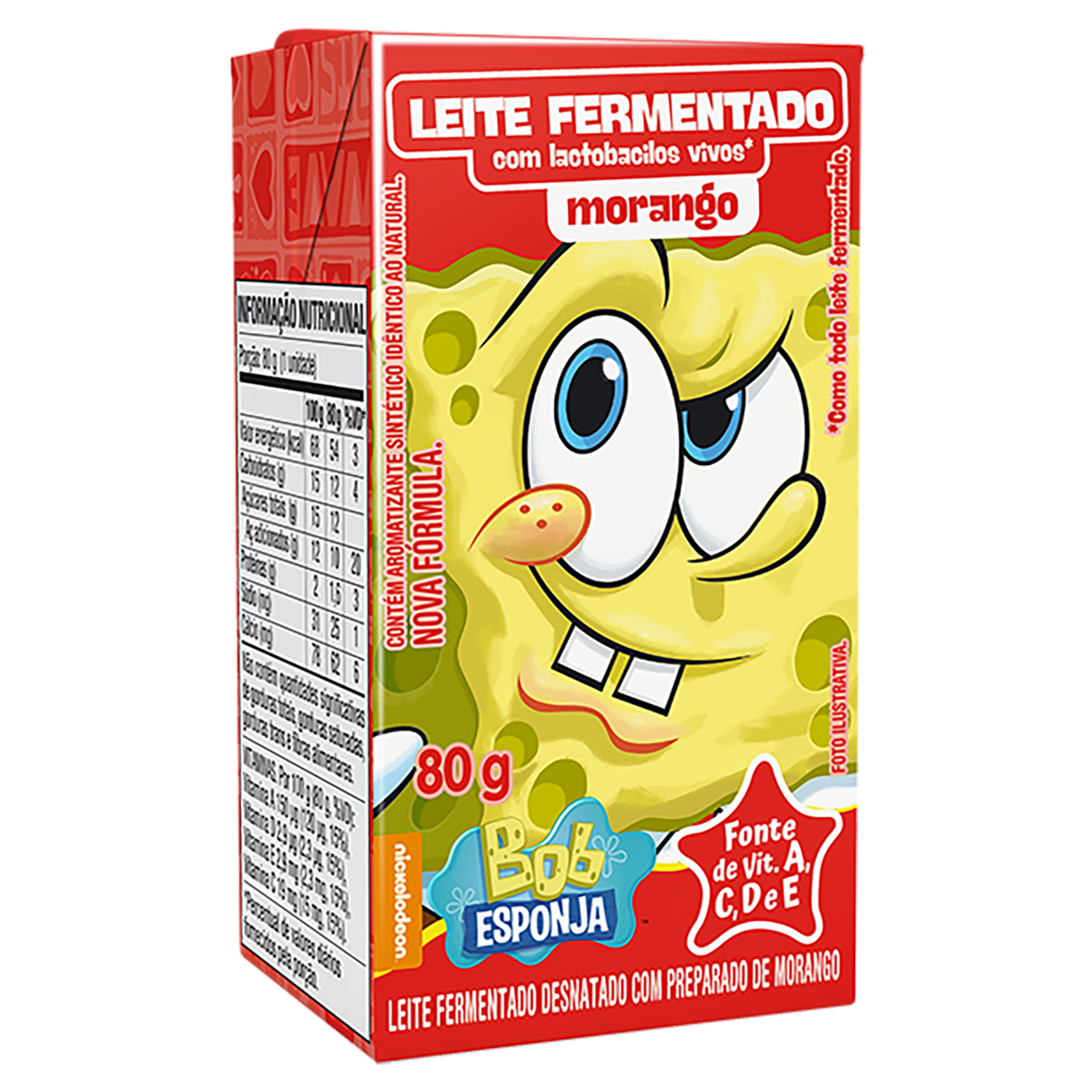 Leite Fermentado Elegê Bob Esponja Morango 480g