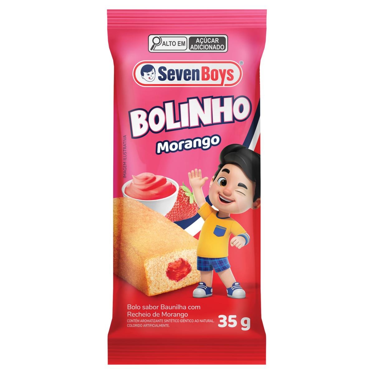 Bolinho Baunilha Recheio Morango Seven Boys Pacote 35g