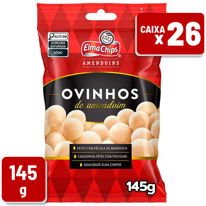 Amendoim Ovinho Elma Chips Pacote 145g Caixa c/ 26 Un