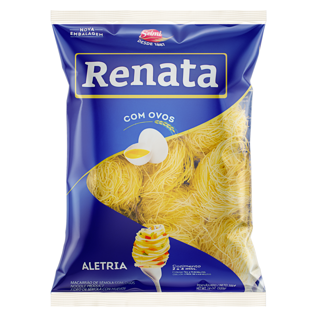 Macarrão de Sêmola com Ovos Aletria RENATA Pacote 500g