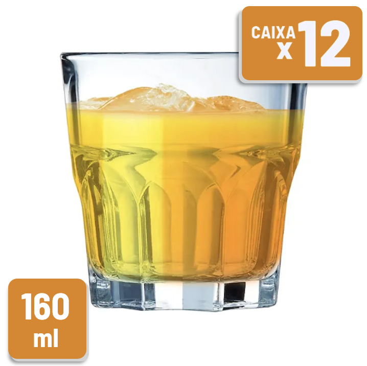 Copo de Vidro Temperado Granity Baixo 160ml Caixa c/ 12 Un