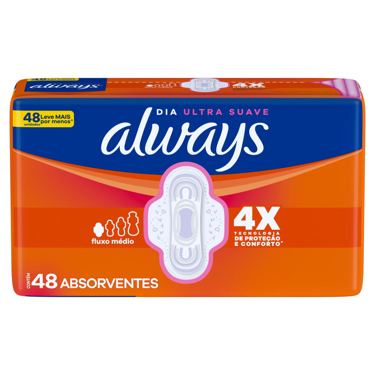 Absorvente ALWAYS Dia Ultra Suave com Abas com 48 Unidades Leve Mais Pague Menos