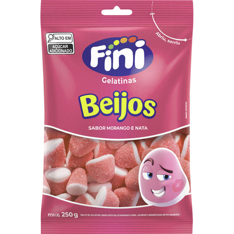 Bala de Gelatina Fini Beijos Morango 250g