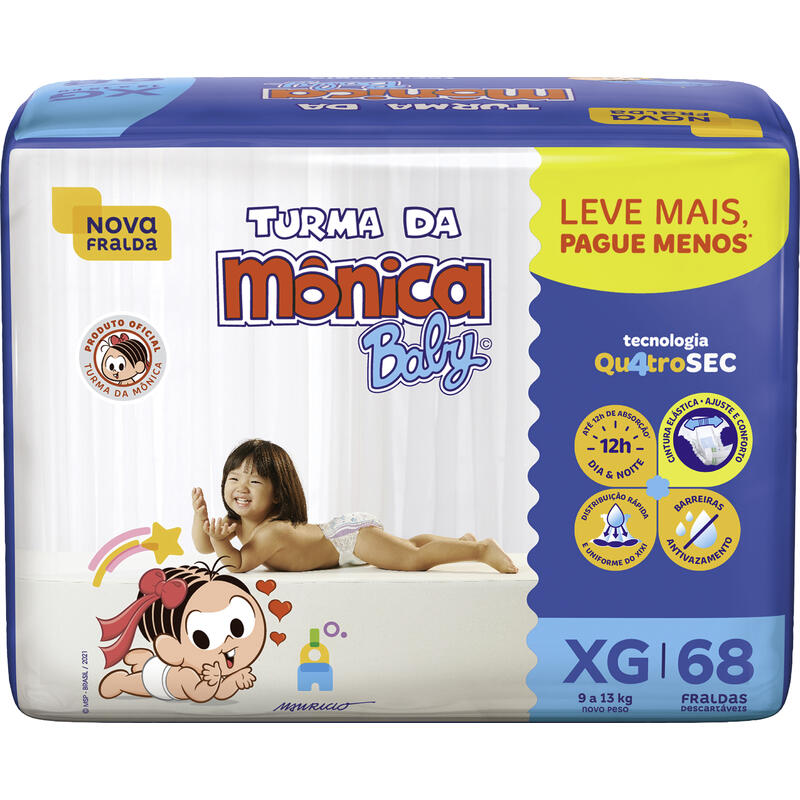 Fralda Descartável Turma da Mônica Giga XG 68 un