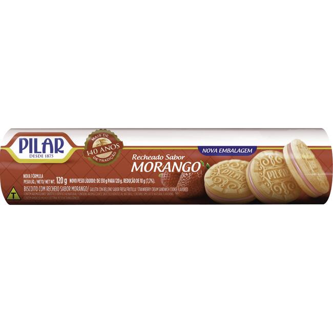 Biscoito Recheado Pilar Morango 120g