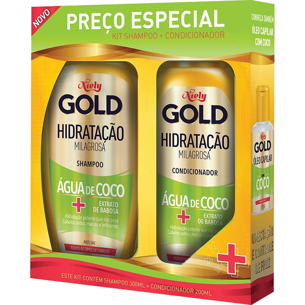 Kit NIELY GOLD Hidratação Icônica Shampoo 275ml + Condicionador 175ml Preço Especial