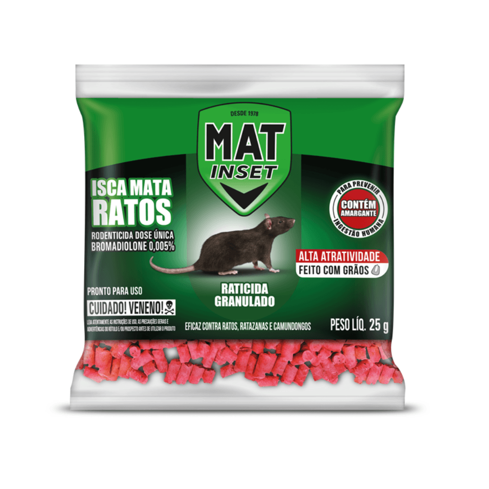 Inseticida Mat Inset Iscas Mata Ratos 25g