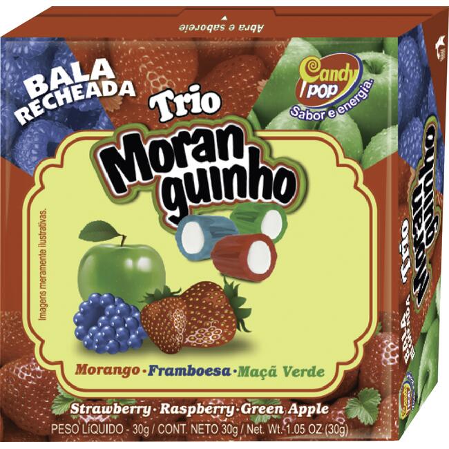 Bala Candy Pop Trio Moranguinho 12x30g