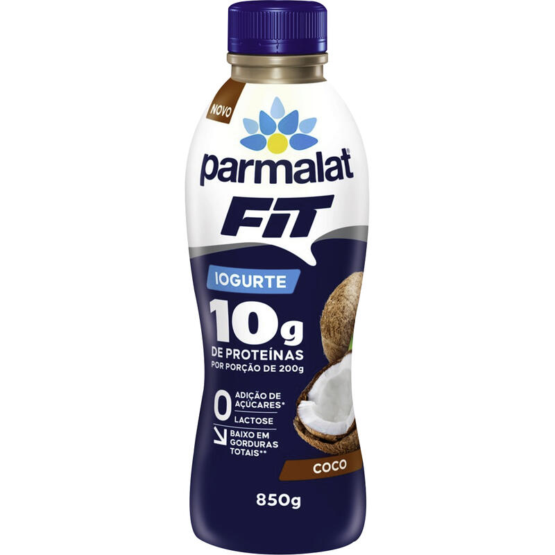 Iogurte PARMALAT Fit Coco 10g de Proteínas Sem Açúcares e Lactose 850g