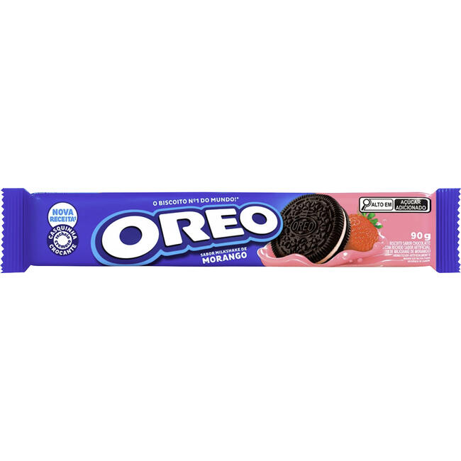 Biscoito Recheado Oreo Milkshake De Morango Wandinha  90g