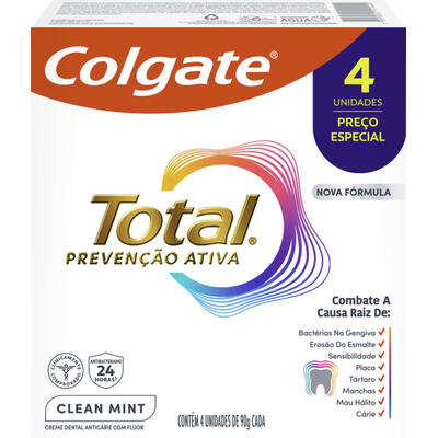 Creme Dental Colgate Total Clean Mint 4x90g