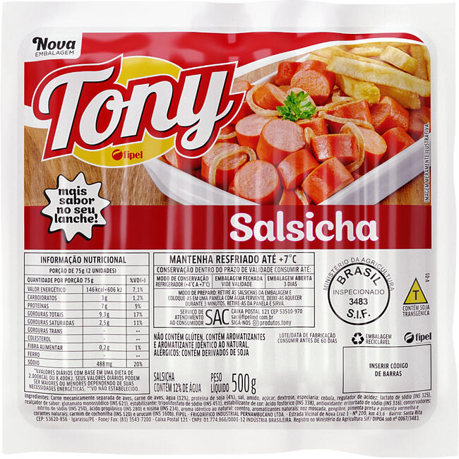 Salsicha Viena Tony Resfriada 500g