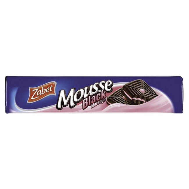 Biscoito Recheado Mousse Zabet Black Morango 145g