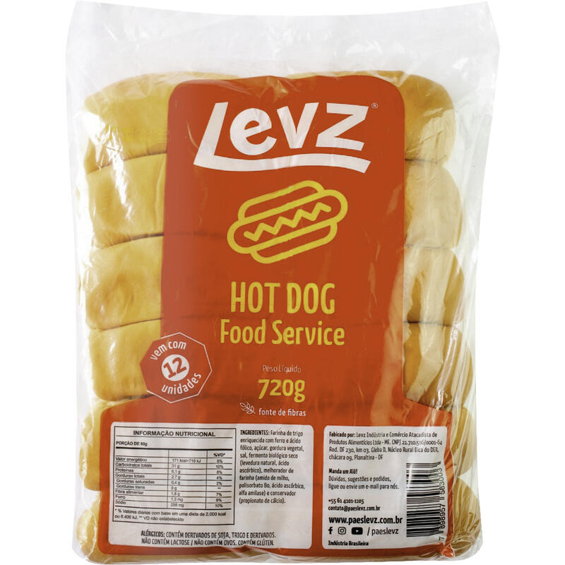 Pão de Hot Dog Levz 720g