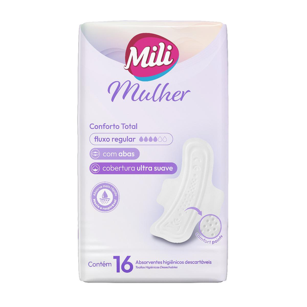 Absorvente Mili Com 16 Absorventes - Controle Total - Com Abas