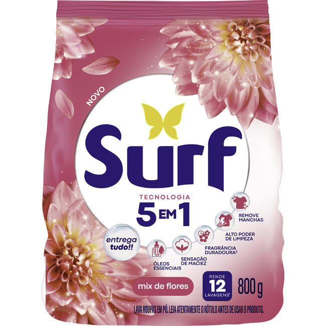 Lava Roupa SURF 5em1 Mix de Flores 800g