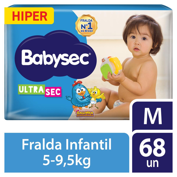Fralda Babysec Ultra-hiper Tam. M - Com 68 Fraldas