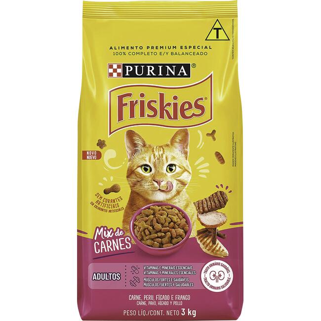 Ração Seca Purina Friskies para Gatos Adultos Mix de Carnes 3kg