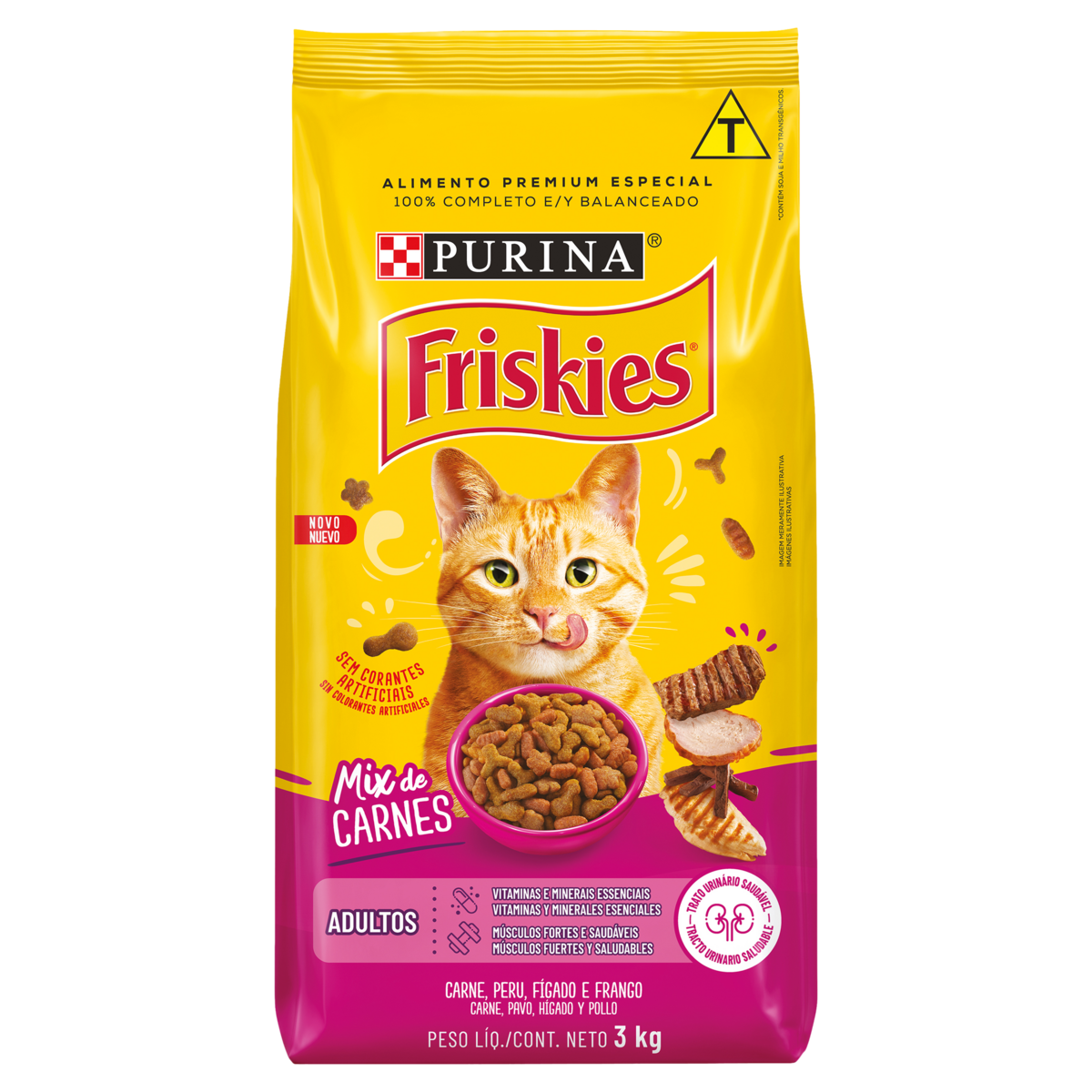 Ração Seca Purina Friskies para Gatos Adultos Mix de Carnes 3kg