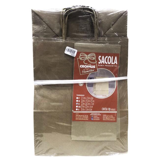 Sacola de Papel Kraft Cromus Grande 10 un