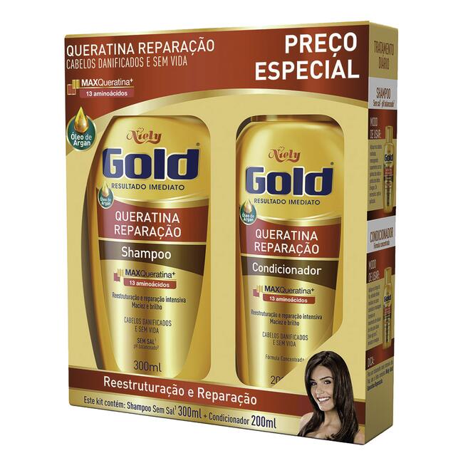 Kit Niely Shampoo 300ml+Cond 200ml Queratina Reparação