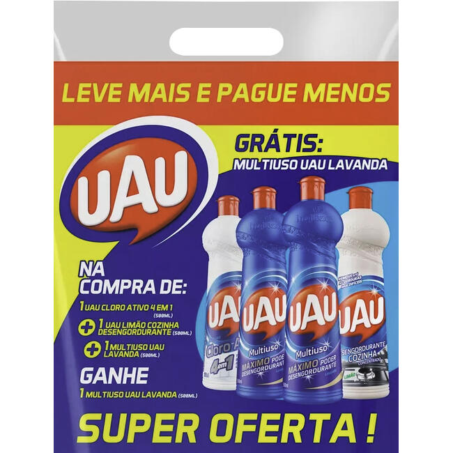 Kit Uau Multiuso/Cloro/Desengordurante