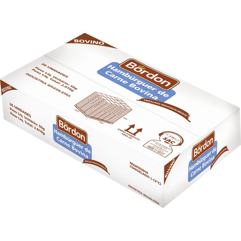 Hambúrguer Bovino Bordon Congelado 36x56g