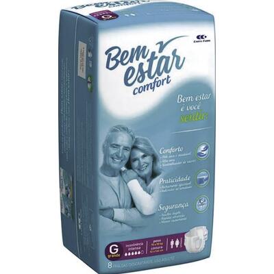 Fralda Geriátrica Bem Estar Comfort - G 8 un