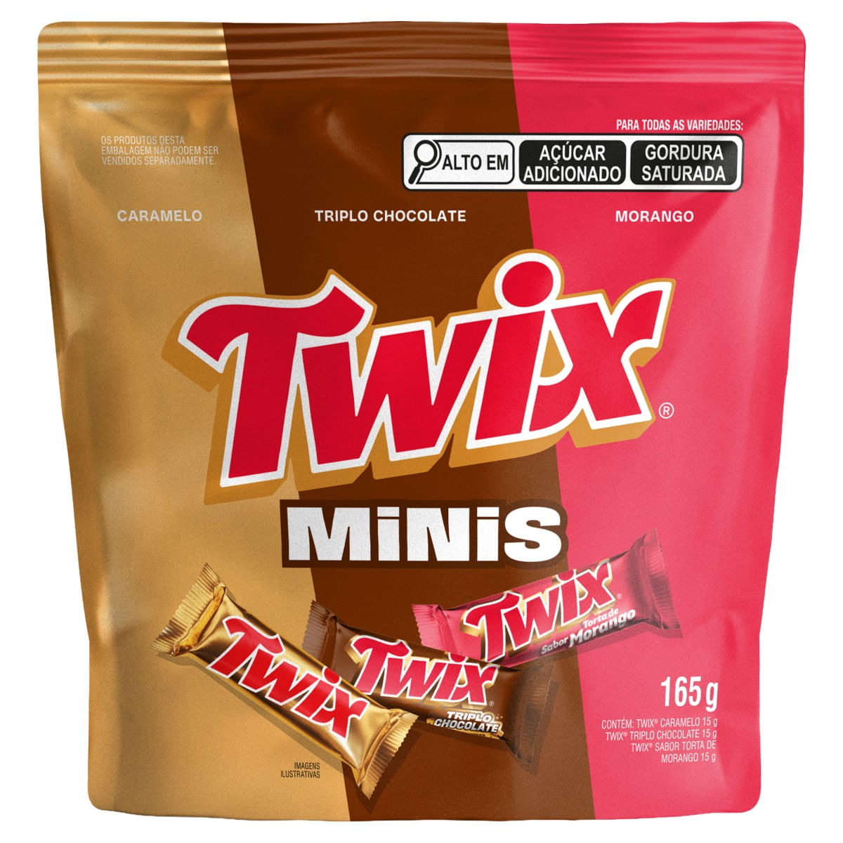 Chocolate TWIX Minis Caramelo/Triplo/Morango 165g