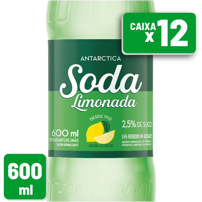 Refrigerante Soda Limonada Antarctica Pet 600ml Caixa c/ 12 un